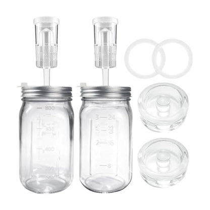 32oz Glass Fermentation Set Featuring Escape Mechanism and Adjustable Seal for Homemade Preserves Cabbage and Fermented Tea Kimchi Making Container