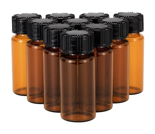 10ml Amber Glass Bottles for Essential Oils, Chemistry Lab Chemicals, Colognes & Perfumes (10 Pieces) - size: 10ml-10pcs