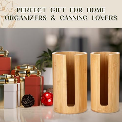 LemonRoad 2 Packs Mason Jar Lid Organizer Vertical Bamboo Storage Holder Fits Wide Mouth and Regular Mouth Mason Jar Accessories for Canning Lid Kitchen Rack Cabinet Organization (Single Sided Open) - style: Single Sided Open
