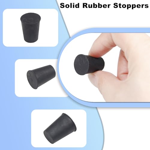12pcs Lab Rubber Stoppers for Lab Tube 00# Hole Stopper | 11x15x20mm Stopper Size Black Tapered Shaped Solid Rubber Stopper - size: 00# Black