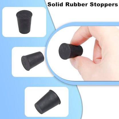 12pcs Lab Rubber Stoppers for Lab Tube 00# Hole Stopper | 11x15x20mm Stopper Size Black Tapered Shaped Solid Rubber Stopper - size: 00# Black