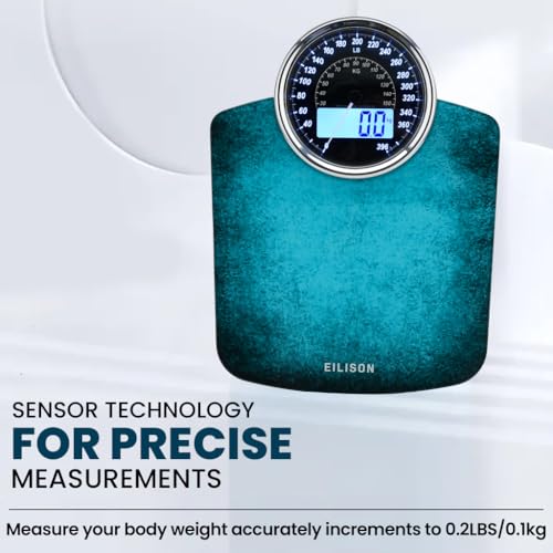 EILISON Highly Advance 2-in-1 Digital & Analog Weighing Scale for Body Weight-400lbs, 4 High Precison GX Sensor Accurate, Thick Tempered Glass, Extra Large Display (Blue) - color: Blue