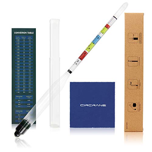 Circrane Triple Scale Hydrometer, Alcohol Hydrometer for Brew Beer, Wine, Mead and Kombucha, ABV, Brix and Gravity Test Kit, Home Brewing Supplies - style: Single Hydrometer