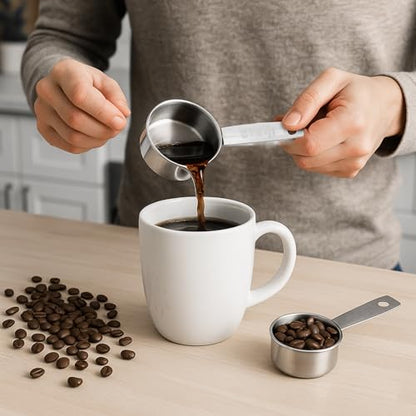 4 Pcs 1/4 Cup Measuring Cup, 60 ml Stainless Steel Measuring Cups Inner Scale Metal Liquid Measure Scoop 2 oz Cups for Coffee, Cooking, Baking, Kitchen Wet and Dry Ingredients, Dishwasher Safe - size: 1/4 Cup