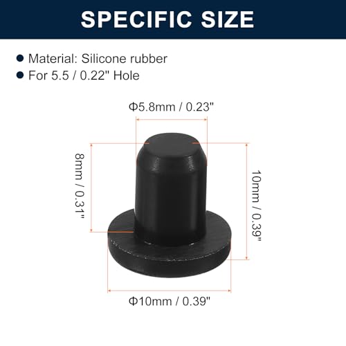 uxcell 32 Pieces Black Rubber Stopper, 5.8mm Plug Holes for 5.5/0.22" Hole - size: 5.5 mm
