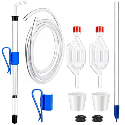 Auto Siphon for Wine Making, 14” Wine Siphon with 3/8" Racking Cane, Bottling Wand, 5.5FT Tubing & Clamp, Effortless Bottling Fermentation Siphoning Mead Wine Making Kit - color: Blue