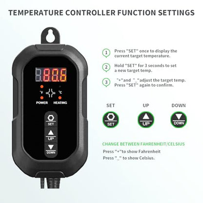 20"x 10" Seedling Heat Mat with Digital Thermostat Combo Set,ETL Certified and Durable Waterproof Warm Hydroponic Heat Mat for Germination,Indoor Gardening,Brewing and Greenhouses - style: 20"x10" Heat Mat with Digital Thermostat