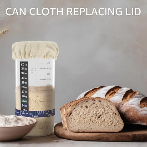 6 Pcs Beige Sourdough Starter Jar Cloth Covers,Cotton Linen Bread Fermentation Cover,Sourdough Starter Jar Kits Replacement,Elastic Cloth Covers Fit Jars Mouth from 3-4 inch Set Canning Lids