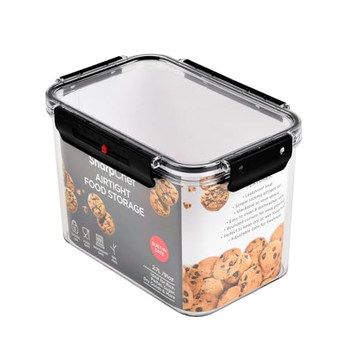 Airtight Food Storage Container with Easy locking lids, Date Indicator, Leakproof, Kitchen Pantry Organization and Storage, Cereal, Flour & Sugar, Rice, Cookies, Candy, Pasta,BPA-Free (2.7L)
