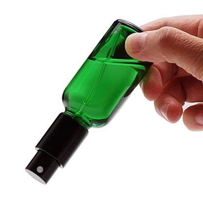 YIZHAO Green Glass Spray Bottles 2oz, with Small Fine Mist Spray, Metal Cap, Refillable for Essential Oil,Travel,Cleaning,Perfume,Aromatherapy,Makeup – 12 Pcs - color: Green, size: 50ml-12