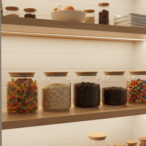kitchentoolz 1/2 Gallon Mason Jar – 64 oz Wide Mouth Half Gallon Glass Jar with Wooden Lid – 2‑Pack Large Mason Jars for Kitchen Storage, Pantry Organization & Decorative Use
