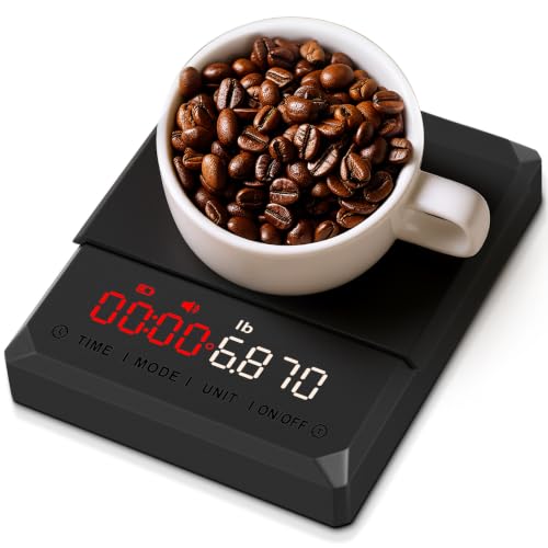 Fuzion Mini Coffee Scale with Timer - Espresso Scale Rechargeable 2kg x 0.1g Accuracy, 3-Mode Timer, LED Display, Digital Coffee Scale for Pour-Over, Espresso, Kitchen Use - size: 3.9x4.6in