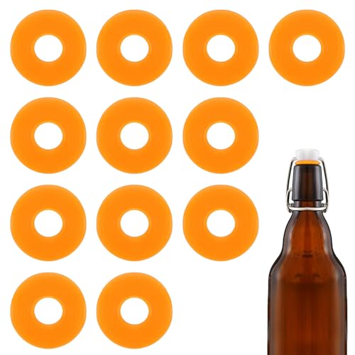 12Dopamine color Silicone Gaskets Washers Seals for Cap Swing Flip Top Bottle for Home Brew Beer Soda Bottle Sealing(flat,no cover) (Tangerine Orange) - color: Tangerine Orange
