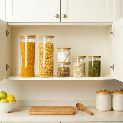 Vtopmart 3 Pack Kitchen Containers with Airtight Bamboo Lids (74oz/27oz/20oz), Glass Pantry Storage Containers for Pasta, Nuts, Coffee Beans, Cereal, Canisters Set for Pantry Organization, BPA Free - size: 3 Pack (74oz/27oz/20oz)