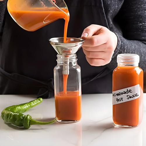 4 Pack Kitchen Funnels Set, Stainless Steel Wide Mouth Canning Funnel with Handles Fit for Wide and Regular Narrow Mouth Mason Jar n Flask Ease Transfer Liquid Serums, Jam, Oils, Spices, Powders