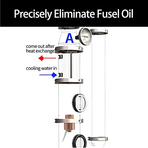 YUEWO 110V Electric 304 Stainless Steel Alcohol Distiller Flute Reflux Column Still with Sight Glasses Wine Making Kit for DIY Whisky Wine Brandy Gin - size: 20Liters/5Gal