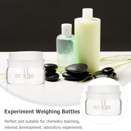 GARVALON Lab Weighing Bottle with Lid Glass Weighing Jar for Chemical and Biological Sample Weighing 2Pcs Experiment Weighing Bottles for Laboratory Glassware - size: 6.5X6X6CM