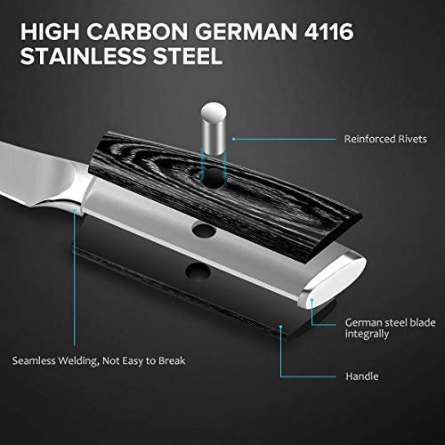 MOSFiATA 5” Chef Knife and 3.5" Fruit Knife Set with Knife Sheath, German High Carbon Stainless Steel EN.4116 with Micarta Handle and Gift Box for Vegetable and Fruit Cutting - style: 2pcs knife