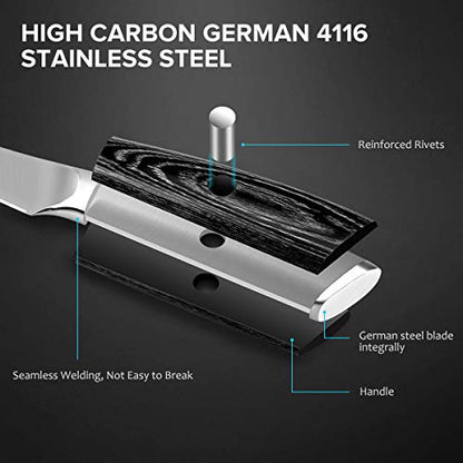 MOSFiATA 5” Chef Knife and 3.5" Fruit Knife Set with Knife Sheath, German High Carbon Stainless Steel EN.4116 with Micarta Handle and Gift Box for Vegetable and Fruit Cutting - style: 2pcs knife