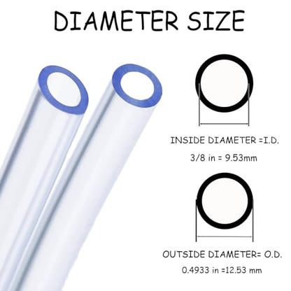 50 Feet PVC- 3/8" ID Clear Vinyl Tubing Food Grade Multipurpose Tube for Beer Line, Kegerator, Wine Making, Aquaponics, Air Hose - size: 3/8" ID, style: 50 Feet