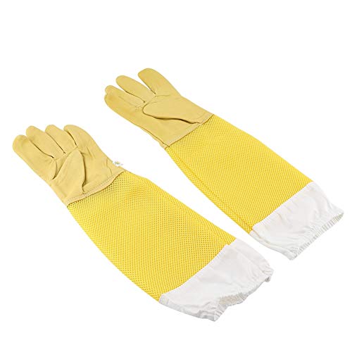 Fdit Beekeeping Gloves Beekeepers Protective Gloves Bee Proof with Long Breathable Mesh Sleeve for Handling Beekeeping Work XL