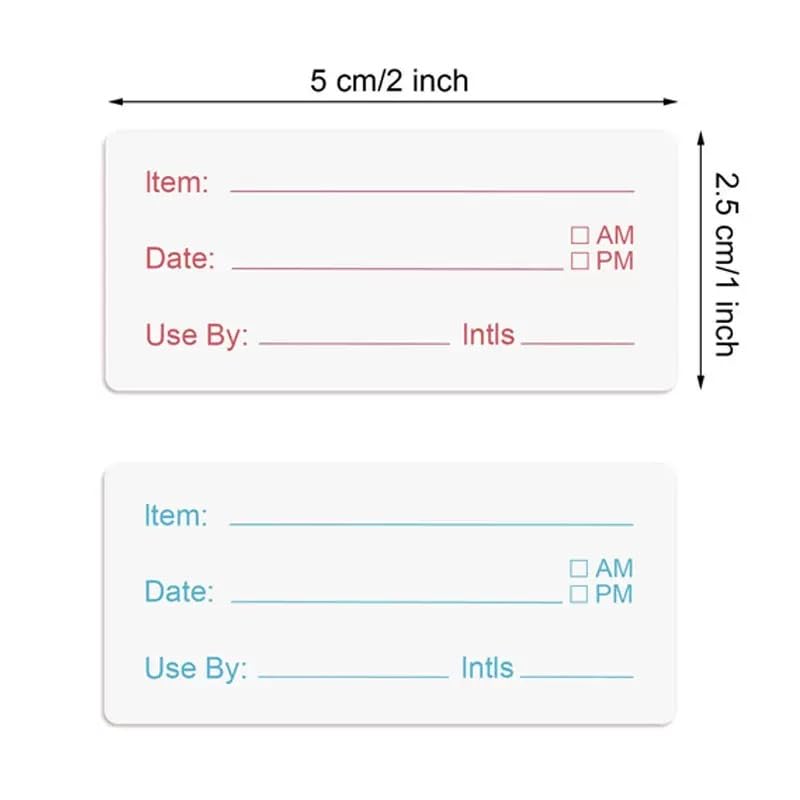 Food Storage Labels, 1 x 2 Inch, 1000 Pieces Removable Freezer Stickers, 2 Rolls