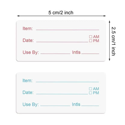 Food Storage Labels, 1 x 2 Inch, 1000 Pieces Removable Freezer Stickers, 2 Rolls