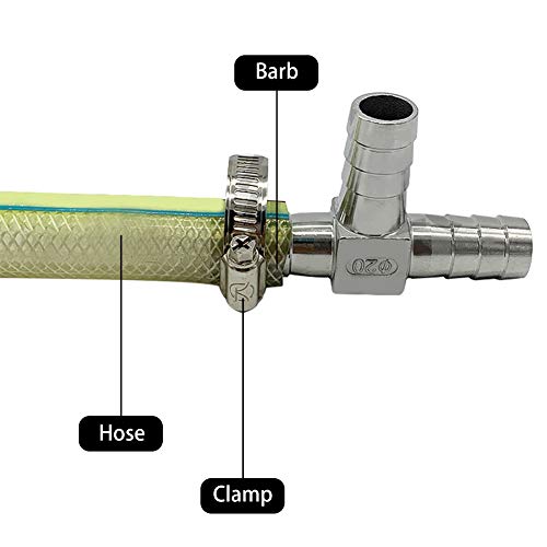 1/4" Tee Hose Barb Fitting Stainless Steel Equal Barb 3 Way T shaped Splitter Joint Connector Adapter Union Fitting for Fuel Gas Liquid Air(Thickened version-2Pcs) - size: 1/4 inch, style: 2 Pcs