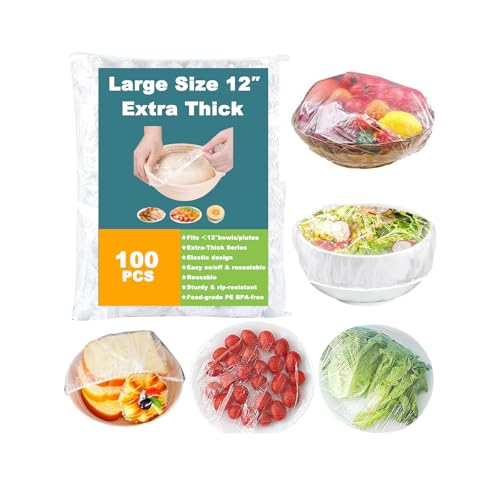 100 Plastic Wrap Bowl Covers Bread Proofing For Food Sourdough Bread Baking Rising Elastic Reusable Plate Covers Outdoor Food Fresh Keeping Bag Shower Cap Hair Deep Conditioning,BPA Free,Thicker Serie