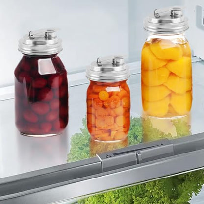 Mason Jar Pour Spout Lid Stainless Steel, 2 Pack Wide Mouth Mason Jars Lids, Anticracking Ball Wide Mouth Lid, Canning Lids for Drinking, Salad Dressing(2 Pcs)