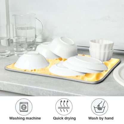 Yellow Cheese Texture Dish mat Counter mats for Kitchen 18 x 24 tapete para cocina
