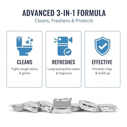 Toilet Cleaning Tablets | Fast-Dissolving, Long-Lasting Freshness | 12/24 Count | Safe for All Toilets, Septic Tanks & Pipes (12)