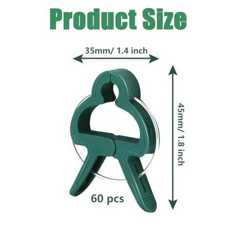 60 Pack Small Plant Clips for Garden,Stainless Steel Spring Tomato Clips for Stakes | Gentle on Stems,Non-Slip Vine Clips for Trellis,Cucumber,Orchid,Rose,Climbing Plants Support,Green - size: Small 60Pcs
