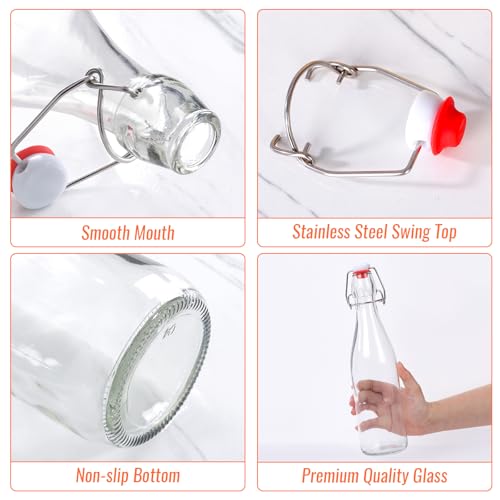 Swing Top Glass Bottles 16oz 10Pack, Reusable Glass Bottle with Stopper for Kombucha, Home Brewing,Vanilla Extract, Beer(480ml, Set of 10)
