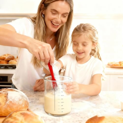 34oz Sourdough Starter Jar Kit,Wide Mouth Sourdough Starter Container with Feeding Tracking Band, Silicone Spatula&Sourdough Starter Kit-Baking Supplies(2 pack). (Red) - color: Red