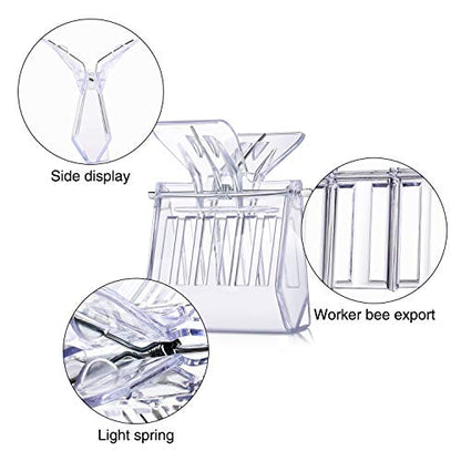 Outus 6 Pieces Queen Bee Clip Catcher Cage Set Include 5 Plastic Bee Queen Clips 1 Transparent Marking Cage Bottle for Beekeeping Catching Tool Hive Management Kit