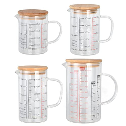 500ml/16.9oz Microwave Safe Glass Measuring Cup | Heat Resistant Borosilicate, V-Shaped Spout, Clear Scale, Multipurpose for Kitchen, Coffee & Yogurt(500ml/16.9oz) - size: 500ML