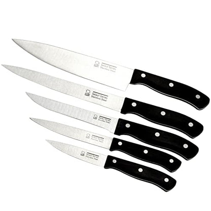 Chef Craft Select Series Knife Set, 6 Piece Set, Stainless Steel/Black - style: Set
