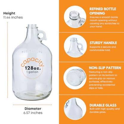 Fastrack 1 Gallon Glass Jug (128 oz) WITHOUT STOPPER OR CAP – Multipurpose 1 Gallon Jug, & Detergent Dispenser for Laundry, Glass Jug for Liquids, Water & Juice - style: 1 Pack