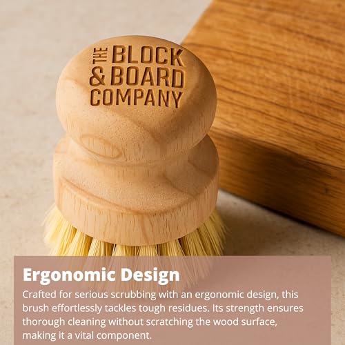 The Block & Board Company Specialist Board Cutting Board Scrub Brush Food Grade Cleaning Brush | For Wood, Stone, Butcher Block, Countertop & Utensils - size: 0.4"L x 3.9"W