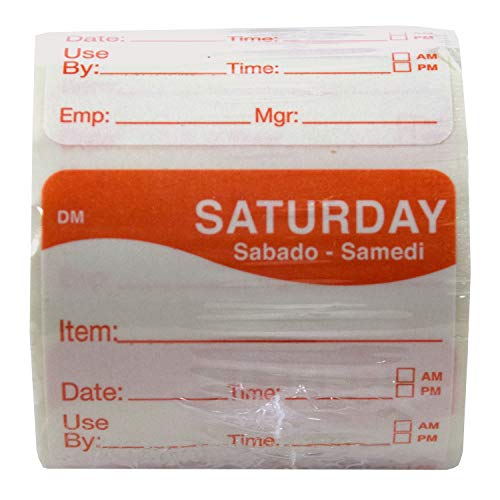 DayMark Safety Systems - IT110053-6-SAT Day of the Week 2" x 2" Dissolvable Label, Saturday, Item/Date/Use By, (Roll of 250) - style: Saturday