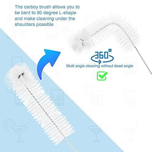 Honeydak 2-Pack 30 Inch Carboy Brush, Nylon & Steel, L-Shape, Clear, 76cm, Wine Making & Beer Brewing, Glass Carboy Cleaning Brush