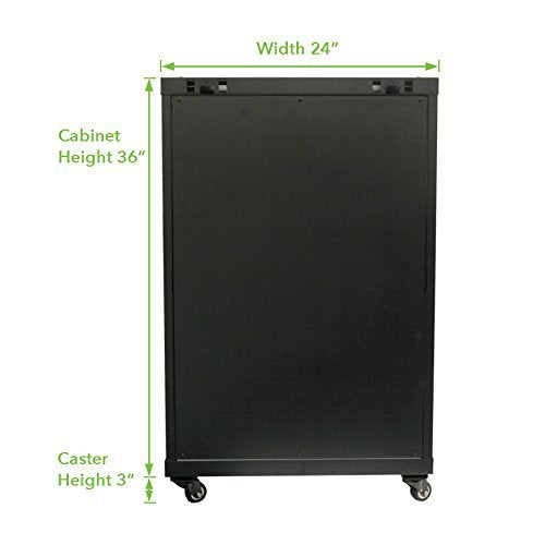 NavePoint 18U Server Cabinet Wall Mount Rack Enclosure with Caster Wheels, Includes 2 Fans, Locking Glass Door, Removable Side Panels – 18U Network Cabinet 17.7” Deep, 19”Server Rack for IT Equipment - size: 18U - 450mm Depth