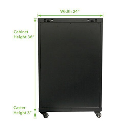 NavePoint 18U Server Cabinet Wall Mount Rack Enclosure with Caster Wheels, Includes 2 Fans, Locking Glass Door, Removable Side Panels – 18U Network Cabinet 17.7” Deep, 19”Server Rack for IT Equipment - size: 18U - 450mm Depth