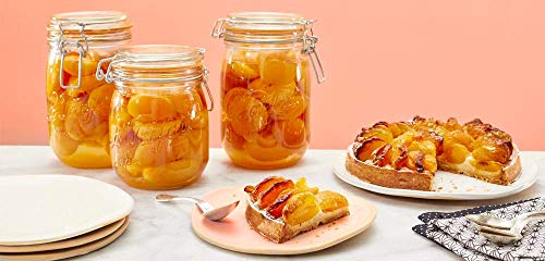 Le Parfait Super Jar 750mL (24oz) French Glass Preserving Jar w/Airtight Rubber Seal & Wire Bail Closure - BPA-Free Canning Jar for Pickles, Fruit, Sauce & Food Storage - Made in France Since 1930 4PK - color: 24oz (Set/4)