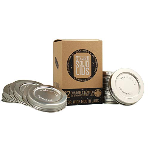 316 Stainless Steel Wide Mouth Mason Jar Lids - 12 Pack | For Storage, Dry Goods, Pickling, Gifts - Durable & Rustproof - Mason Jar Tops - size: 12 Pack