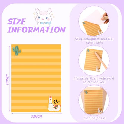 Chiisong 12 Pieces Llama Sticky Notes Cute Animal Alpaca Self Stick Notepads Gift for Mexican Camel Theme Party, 3x4 Inch No Drama to Do List Cactus Notepads Llama Gifts for Home and Office - style: Llama Style
