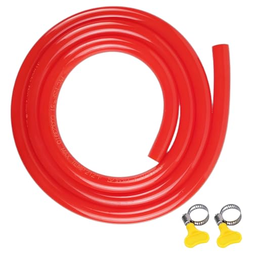 5ft PVC CO2 Gas Hose for Kegerator - 5/16" ID x 9/16" OD Food-Safe Beer Line (Max Temp 212°F) with 2 Hose Clamps, Compatible with Homebrew Keg Dispen (Red, 5 Foot) - color: Red, size: 5 Foot