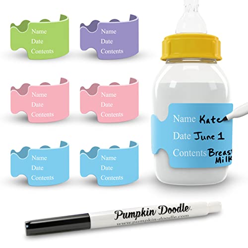 Pumpkin Doodle The Original Write and Reuse Baby Bottle Labels for Daycare - color: Multi, size: Standard