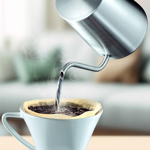 Easyworkz Gooseneck Pour Over Coffee Kettle 30 fl oz with Thermometer Stainless Steel Hand Drip Coffee Pot With Long Narrow Spout,Suitable for Induction Cookers - color: Silver